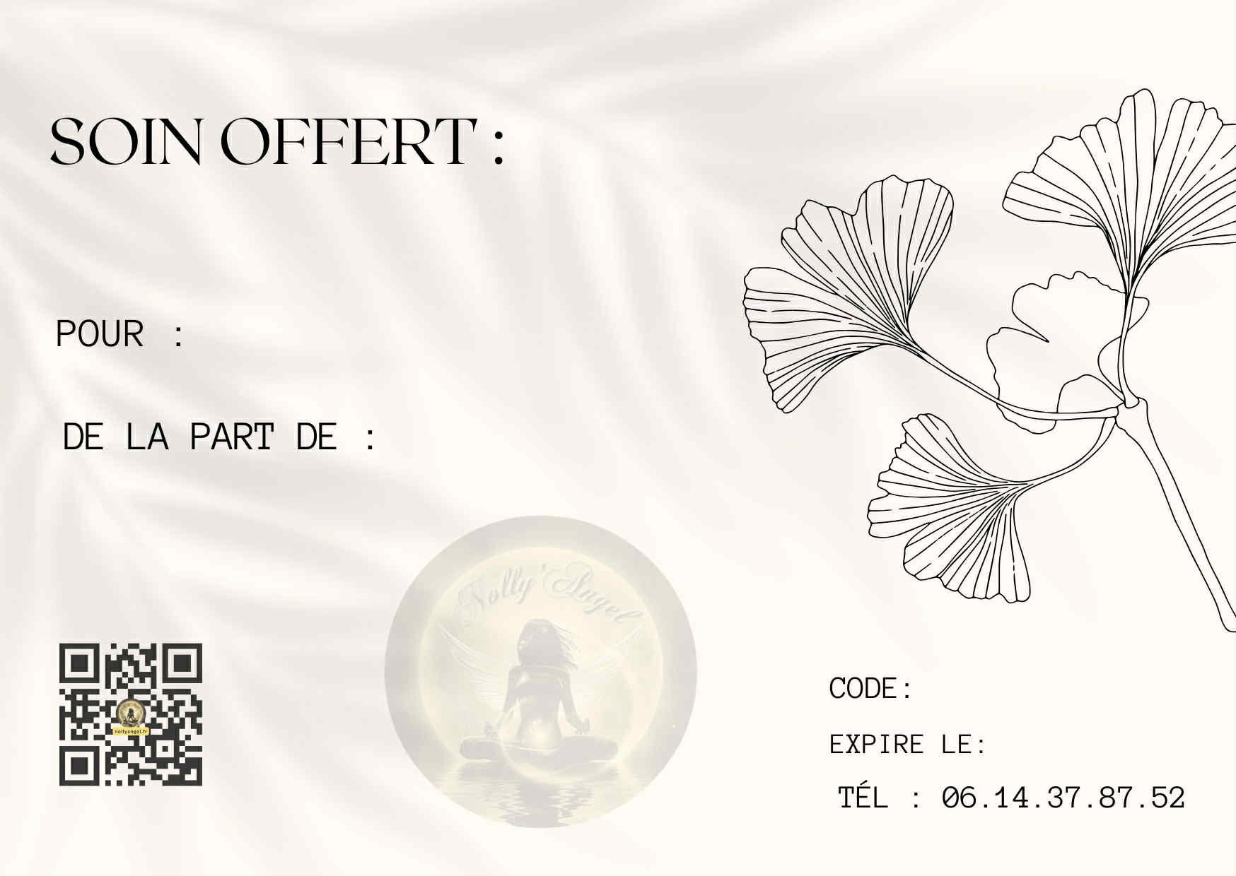 Chèque cadeau verso